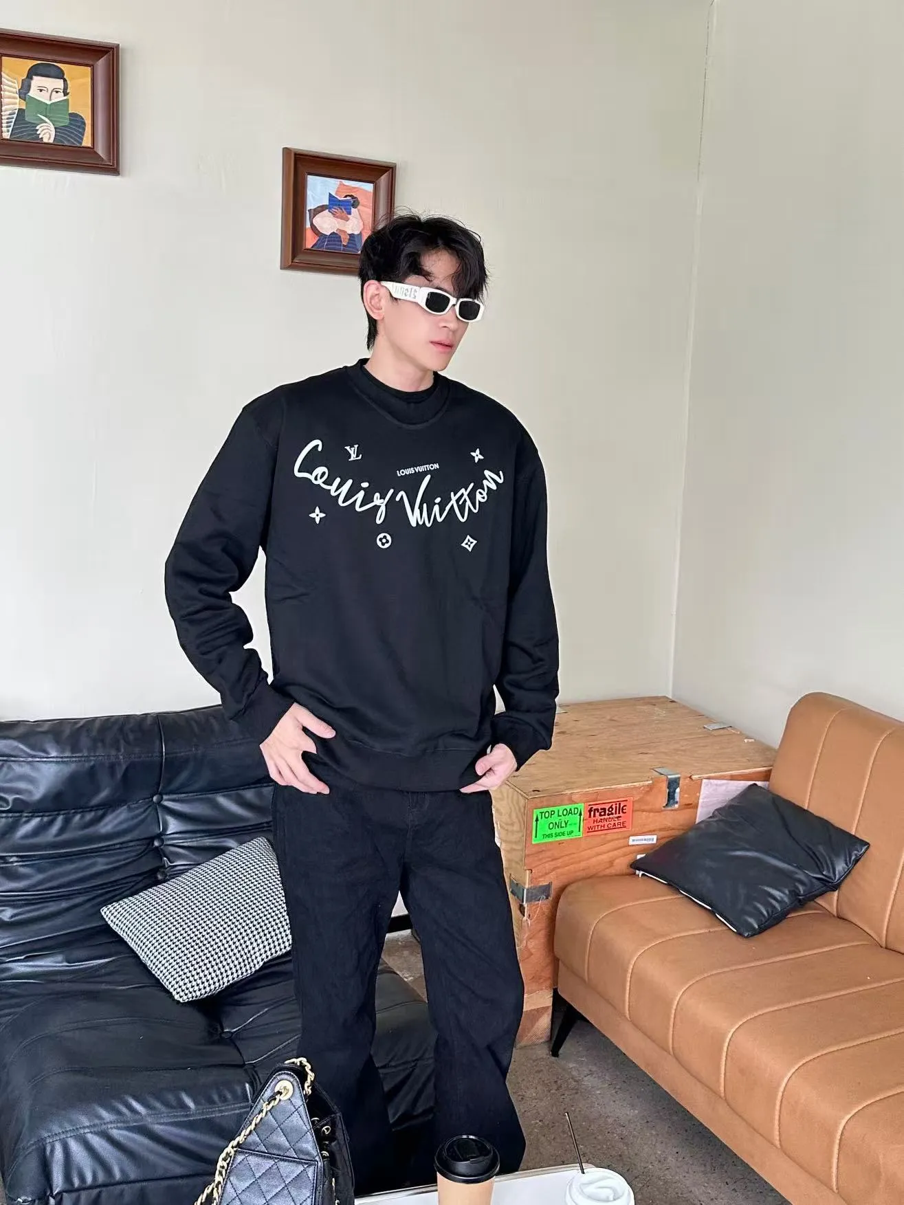 Louis Vuitton/Louis Vuitton 25Fw neckline signature crew neck sweatshirt